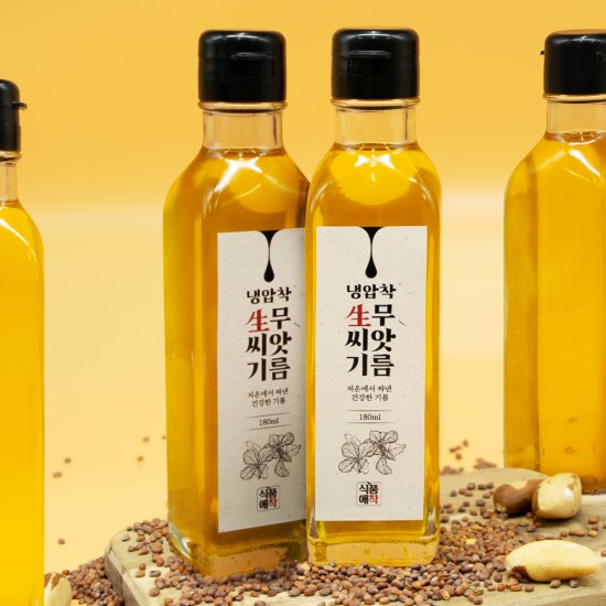 100% 냉압착 폐 기관지 기침에 좋은 생무씨앗기름, 1개, 180ml