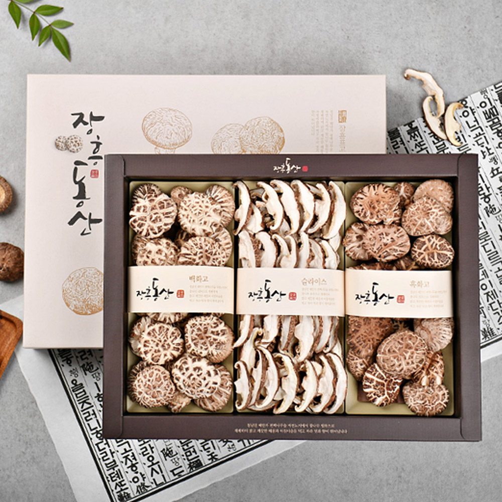 장흥동산백화고혼합세트[백화고150g흑화고120g슬라이스100g]