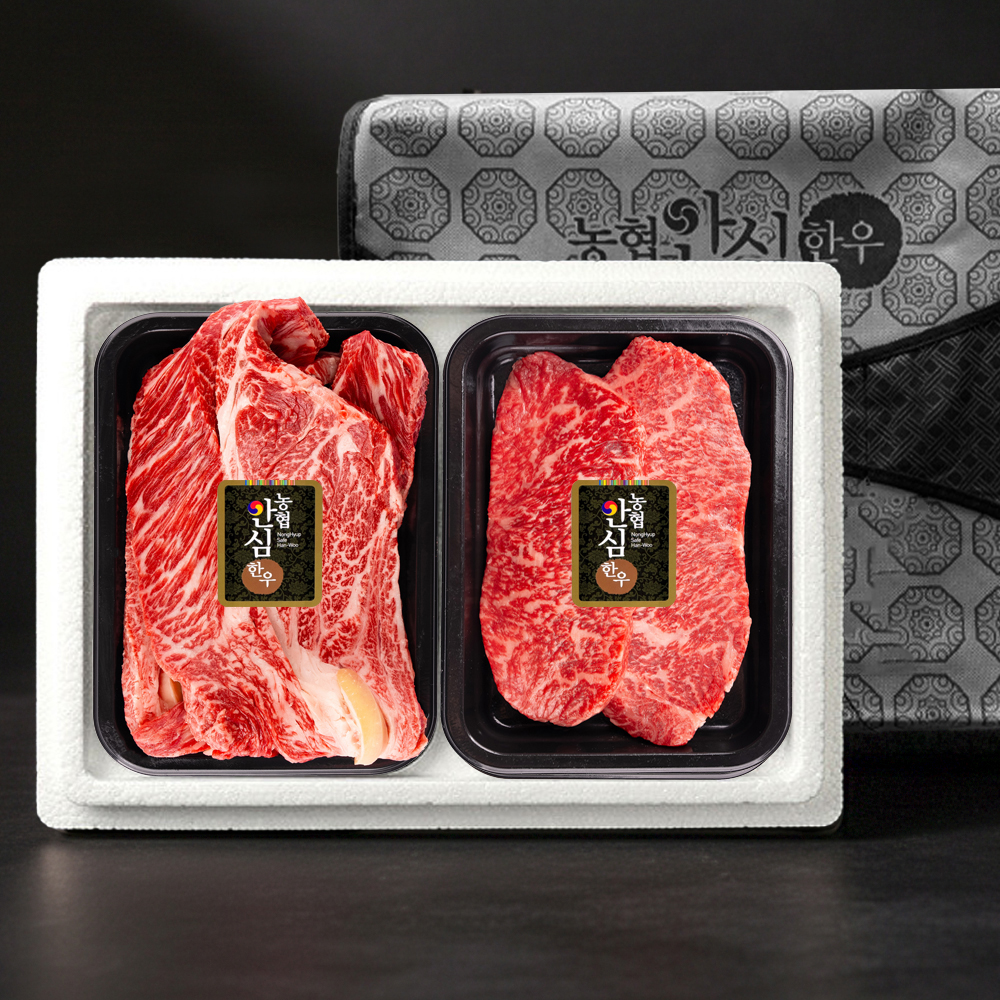 농협안심한우 2등급 등심400g + 채끝400g + 부직포가방(0.8kg)/ 2T